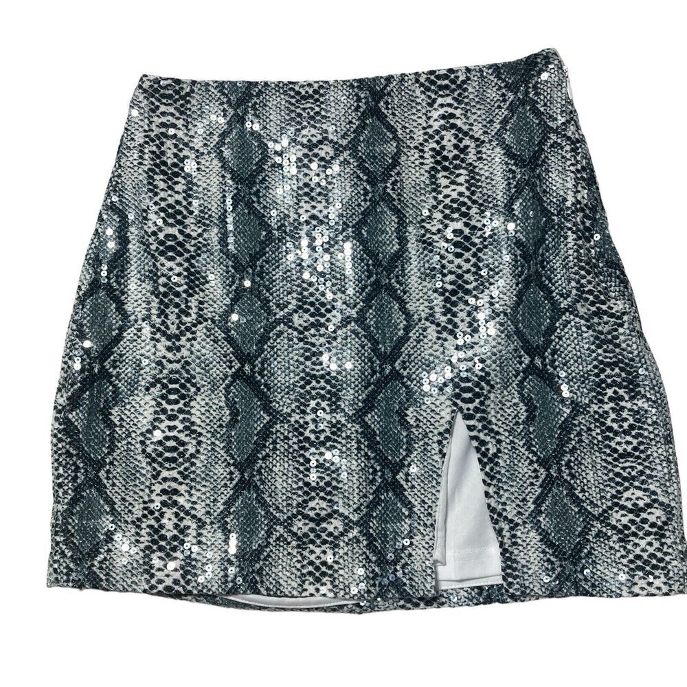 Endless Rose Skirt Snake Print‎ Sequins Women's Size Small Zip Sexy Front slit